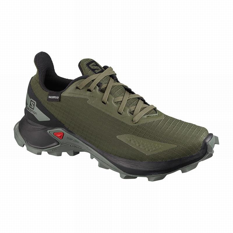 SALOMON ALPHACROSS BLAST CLIMASALOMON™ WATERPROOF Philippines - Kids' Trail Running Shoes - Olive/Bl
